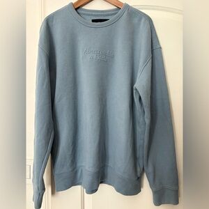 Abercrombie & Fitch dusty blue embossed logo sweatshirt in size L